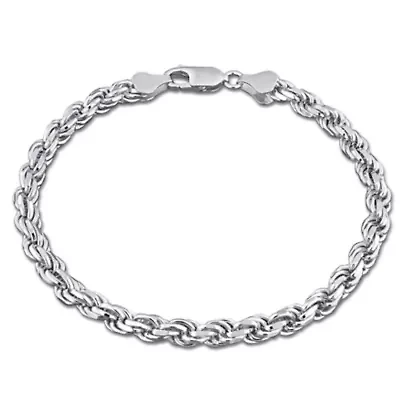5mm Diamond Cut Rope Chain Anklet in Sterling Silver, 9"