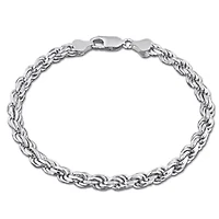 5mm Diamond Cut Rope Chain Anklet in Sterling Silver, 9"