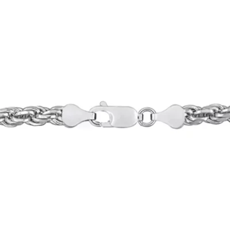 5mm Diamond Cut Rope Chain Anklet in Sterling Silver, 9"
