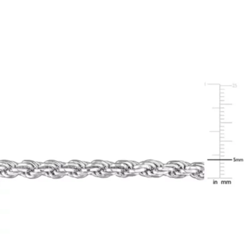 5mm Diamond Cut Rope Chain Anklet in Sterling Silver, 9"