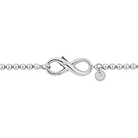 Ball Link Infinity Clasp Necklace and Anklet Set in Sterling Silver, 18"+9"