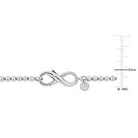 Ball Link Infinity Clasp Necklace and Anklet Set in Sterling Silver, 18"+9"