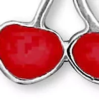 Cherry Enamel Charm Bracelet Rolo Chain in Sterling Silver