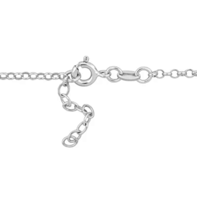 Cherry Enamel Charm Bracelet Rolo Chain in Sterling Silver