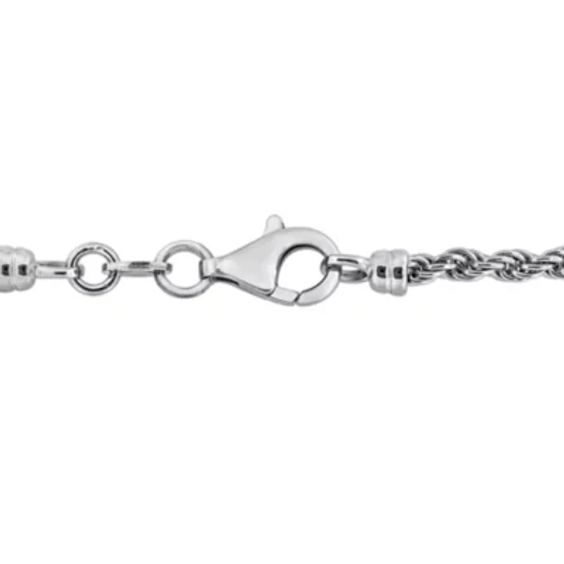 Rope & Curb Link Bracelet in Sterling Silver, 7.5"