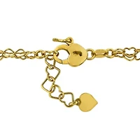 Double Strand Heart Link Bracelet in Yellow Plated Sterling Silver, 6.5"+1"ext