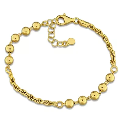 5mm Bead Chain Bracelet in Yellow Plated Sterling Silver, 6.5" + 1" Ext