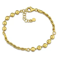 5mm Bead Chain Bracelet in Yellow Plated Sterling Silver, 6.5" + 1" Ext