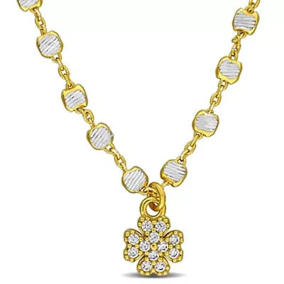 4 Leaf Clover Pendant with Chain in Yellow Plated Sterling Silver, 16"+2"ext