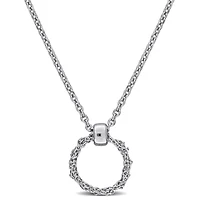 10.5mm Circle Pendant Necklace in Sterling Silver, 16" + 2"