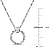 10.5mm Circle Pendant Necklace in Sterling Silver, 16" + 2"