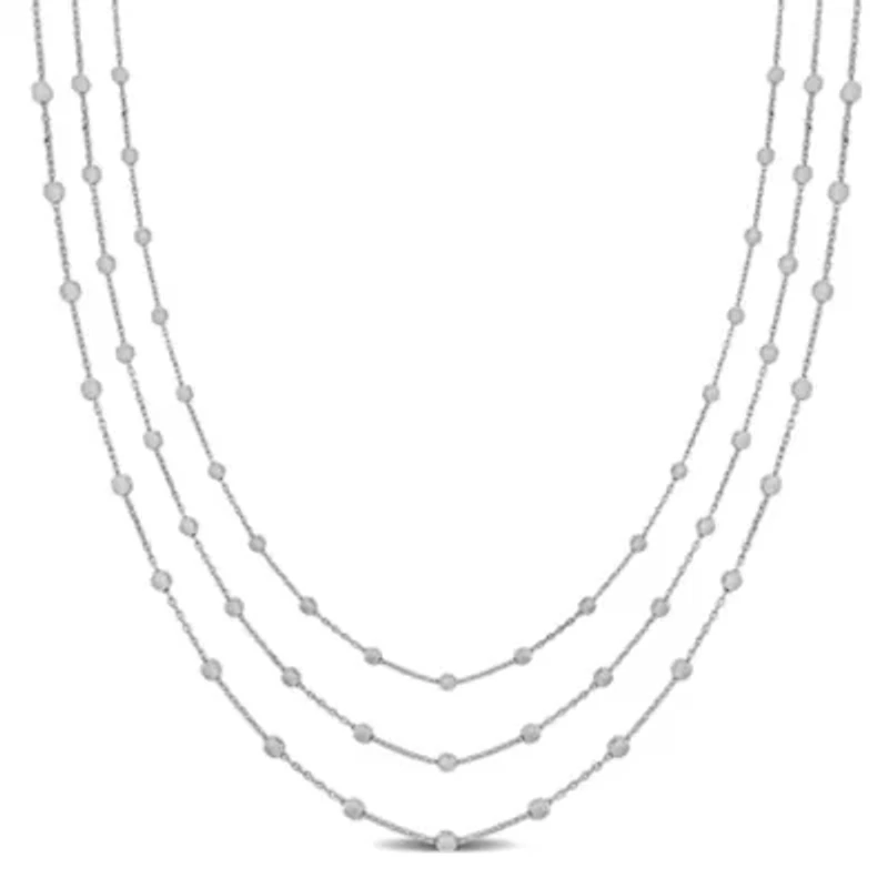 Multi Strand Necklace in Sterling Silver , 15"+1" Ext.