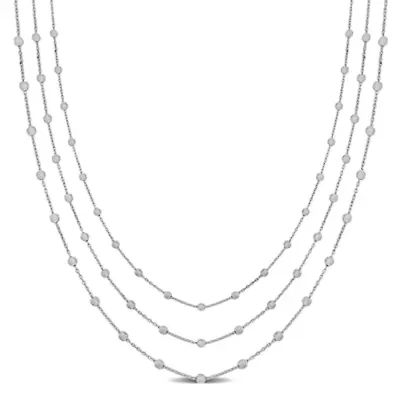 Multi Strand Necklace in Sterling Silver , 15"+1" Ext.