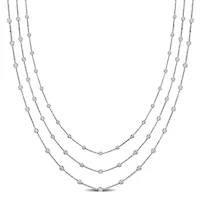 Multi Strand Necklace in Sterling Silver , 15"+1" Ext.