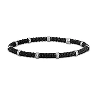 4mm Station Stretch Bracelet in Black Rhodium Plated Sterling Silver, 8"