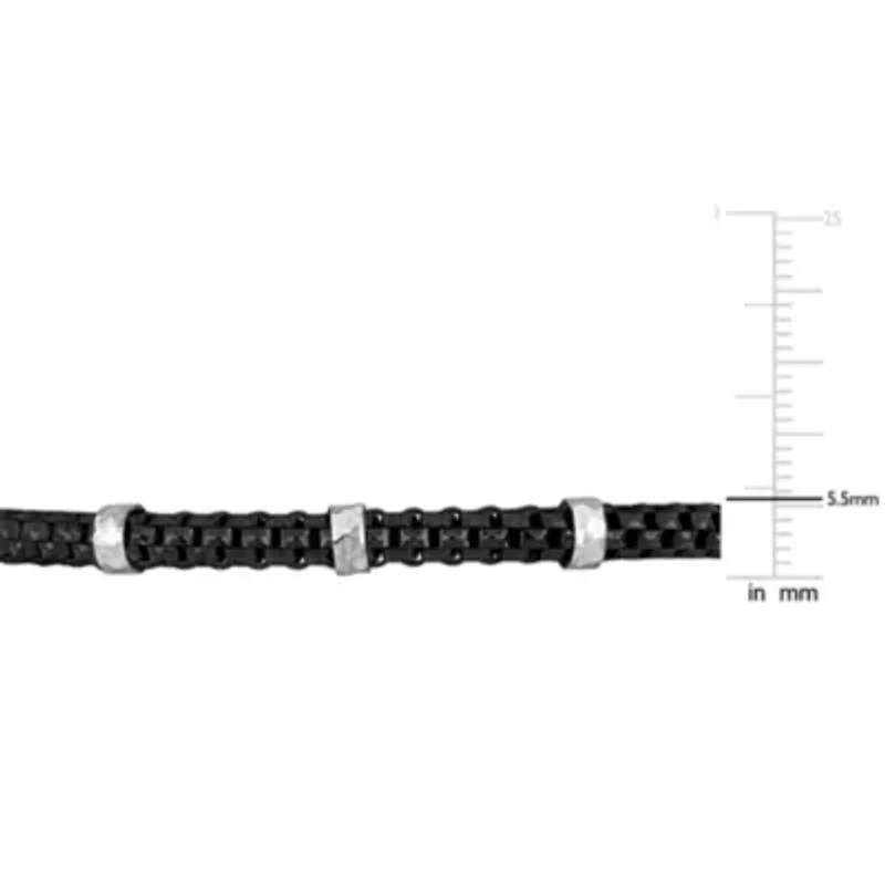 4mm Station Stretch Bracelet in Black Rhodium Plated Sterling Silver, 8"