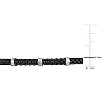 4mm Station Stretch Bracelet in Black Rhodium Plated Sterling Silver, 8"