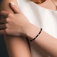 4mm Station Stretch Bracelet in Black Rhodium Plated Sterling Silver, 8"