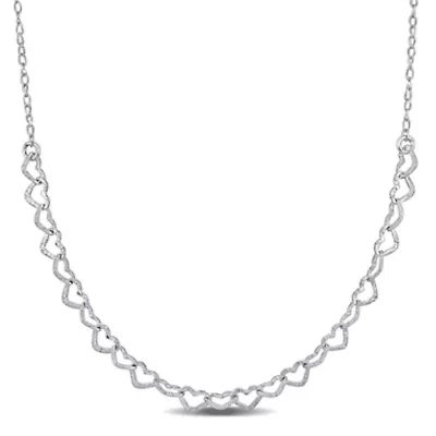 4.5mm Heart Link Necklace in Sterling Silver, 16.5 + 1.5 Ext.