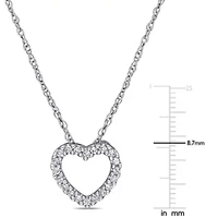Diamond Heart Pendant in 10k White Gold- 17 in