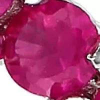 Lab Created Diamond & Ruby Heart Pendant in Sterling Silver- 18 in