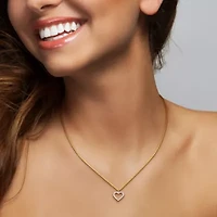 Diamond Heart Pendant with Chain in 10K Yellow Gold