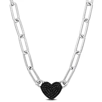 Black Diamond Necklace in Sterling Silver - 18 in