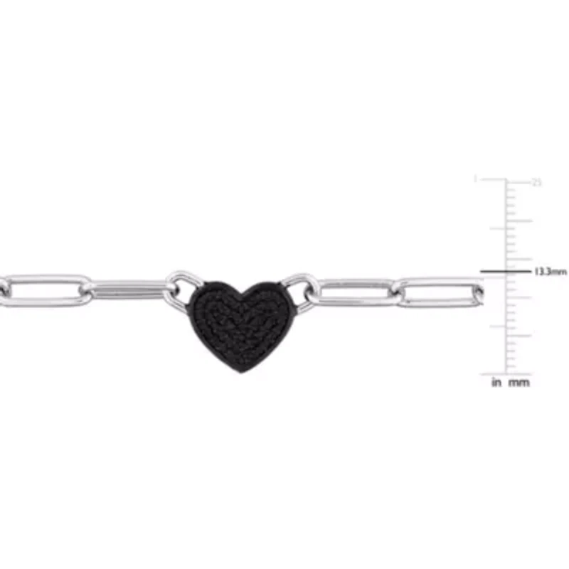 Black Diamond Necklace in Sterling Silver - 18 in