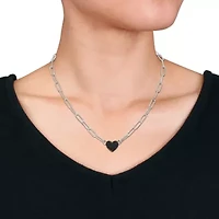 Black Diamond Necklace in Sterling Silver - 18 in