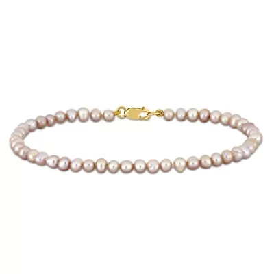 3-4mm Freshwater Cultured Pearl Bracelet in 14k Yellow Gold - 7.25 in