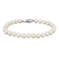 6-6.5mm Freshwater Cultured Pearl Bracelet in 14K White Gold- 8 in