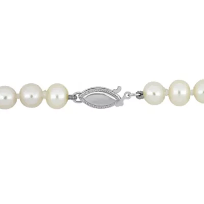 6-6.5mm Freshwater Cultured Pearl Bracelet in 14K White Gold- 8 in