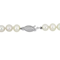 6-6.5mm Freshwater Cultured Pearl Bracelet in 14K White Gold- 8 in