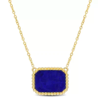 Lapis Necklace in Yellow Plated Sterling Silver- 17 in