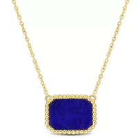 Lapis Necklace in Yellow Plated Sterling Silver- 17 in