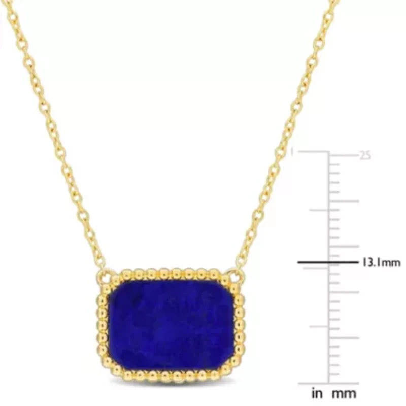 Lapis Necklace in Yellow Plated Sterling Silver- 17 in