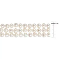 6.5-7mm Freshwater Cultured Pearl 3 Strand Necklace in Sterling Silver