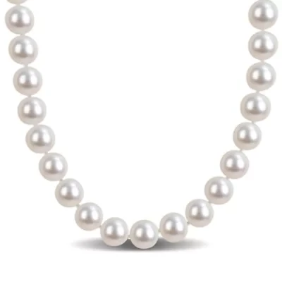 10.5mm Freshwater Cultured Pearl Necklace in Sterling Silver- 18 in