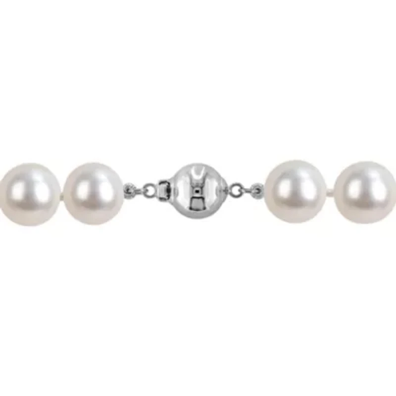 10.5mm Freshwater Cultured Pearl Necklace in Sterling Silver- 18 in