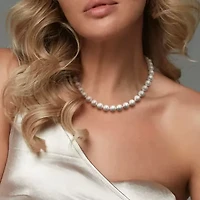 10.5mm Freshwater Cultured Pearl Necklace in Sterling Silver- 18 in