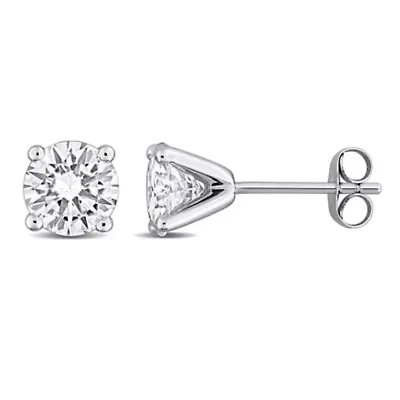 Lab Created White Moissanite Earrings in 10k White Gold