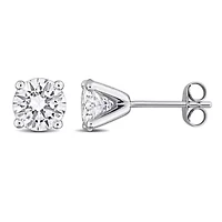 Lab Created White Moissanite Earrings in 10k White Gold