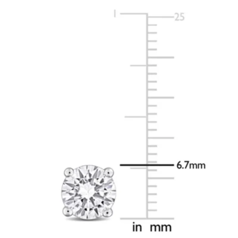 Lab Created White Moissanite Earrings in 10k White Gold