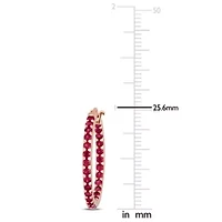 Garnet Hoop Earrings in 10k Rose Gold