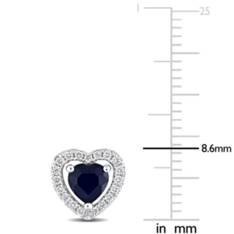 Diamond & Sapphire Earrings in 14K White Gold