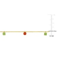 Orange Sapphire Green Sapphire Yellow Sapphire Necklace in 10k Yellow Gold- 16.5+1.5 Ext.