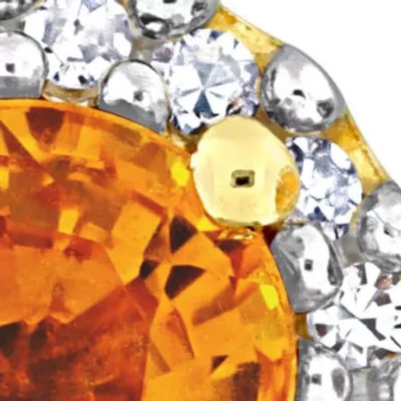 Diamond & Orange Sapphire Earrings in 10k Yellow Gold