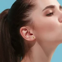 Diamond & Orange Sapphire Earrings in 10k Yellow Gold