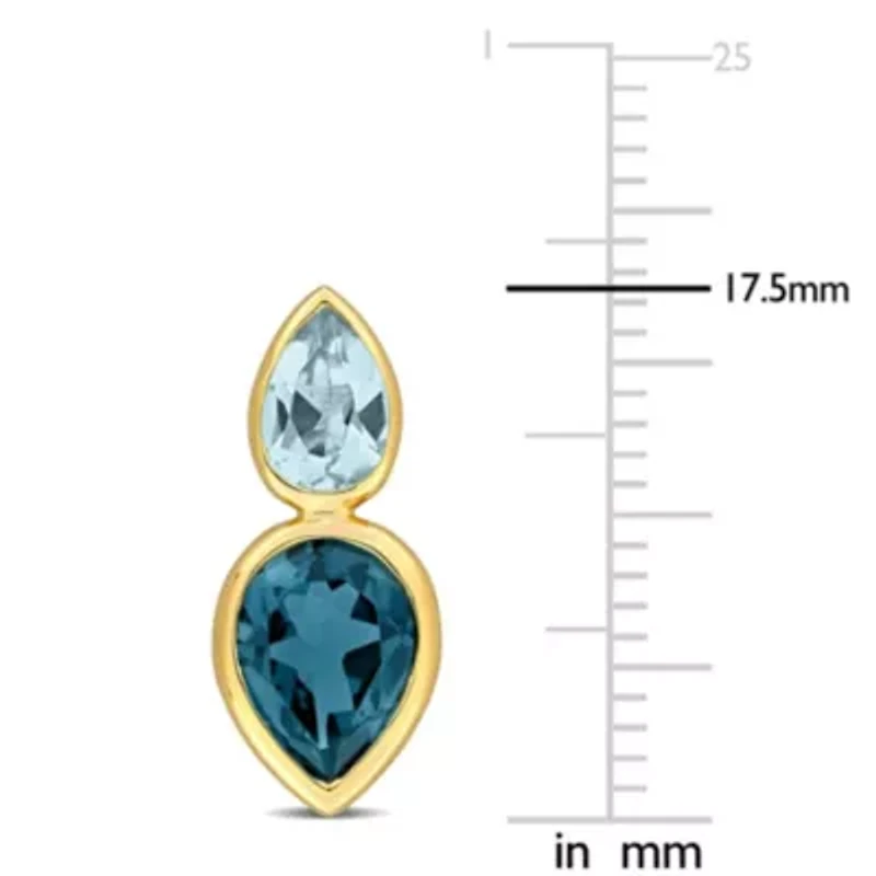 London & Sky Blue Topaz Earrings in 14k Yellow Gold
