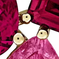 Green & Pink Tourmaline Earrings in 14K Yellow Gold